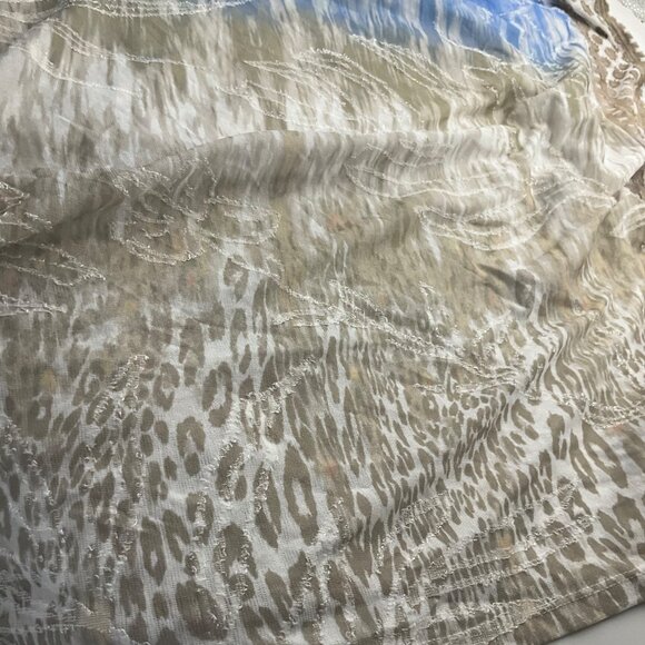 Adore Large Kimono Poncho Shawl Blue Beige Coastal Burn Out Velvet Boho - Picture 10 of 12